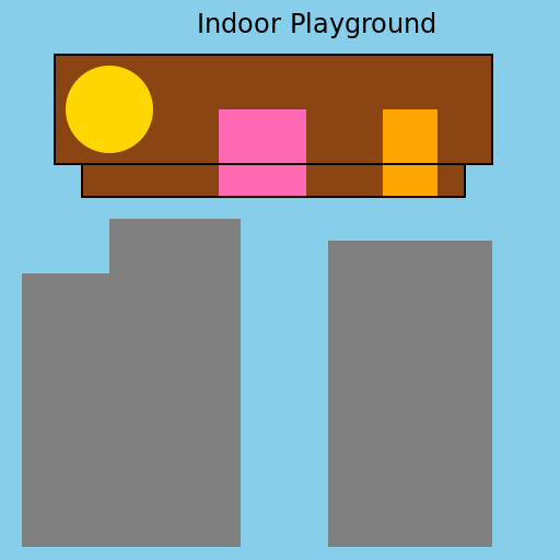 Indoor Playground in a Neighborhood with Big Apartment Buildings - DrawGPT