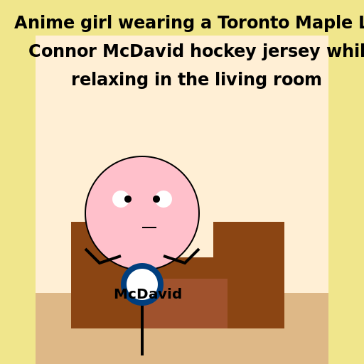 Anime girl wearing a Toronto Maple Leafs Connor McDavid hockey jersey - DrawGPT