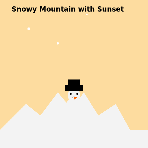 Snowy Mountain with Sunset - DrawGPT