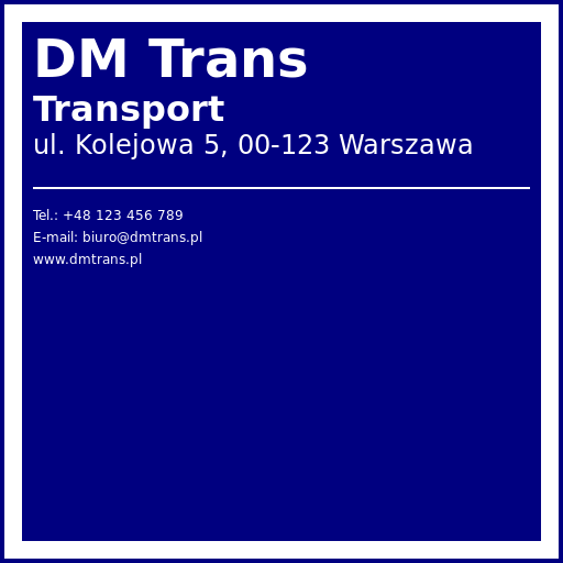 Wizytówka dla firmy transportowej DM Trans - AI Prompt #11038 - DrawGPT