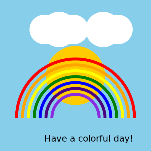 Rainbow with Sun and Clouds - DrawGPT