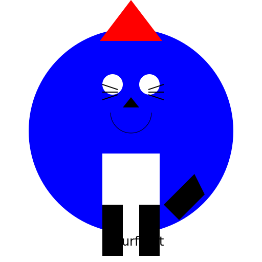 Blue Smurf Cat with Mushroom on His Head and White Pants - DrawGPT