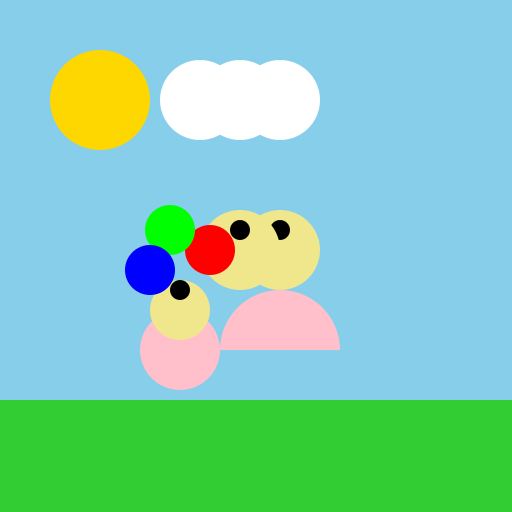 Cartoon Picture of a Child Returning from a Fair with Parents - DrawGPT