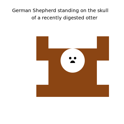 German Shepherd standing on the skull of a recently digested otter - DrawGPT