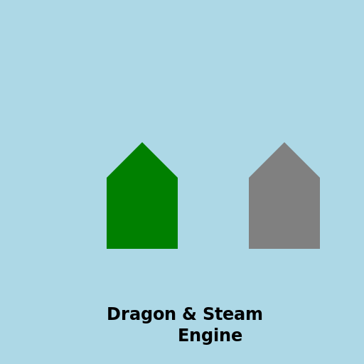 Dragon and Steam Engine Logotype - DrawGPT