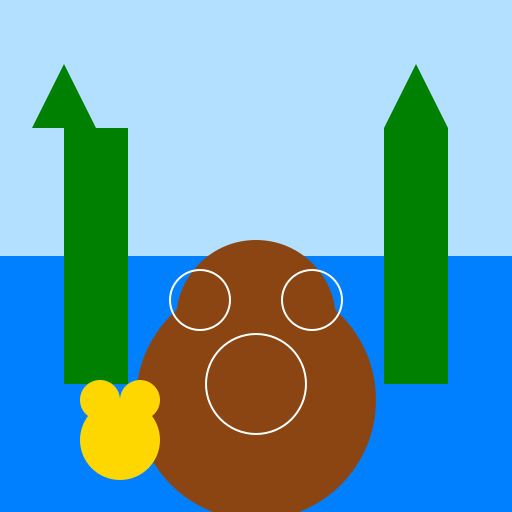 Peaceful Pond with Trees, Deer, and Ducks - DrawGPT