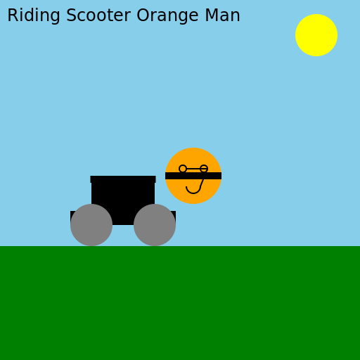 Riding Scooter Orange Man - DrawGPT