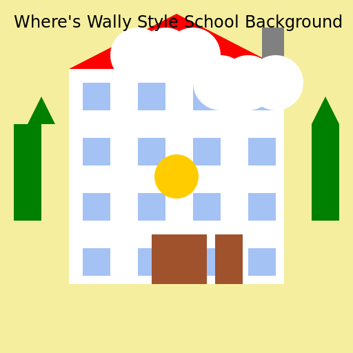 Where's Wally Style School Background - DrawGPT