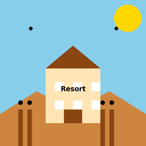 Resort in a Hilly Beach - DrawGPT