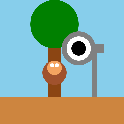 Telescope Lens Observing a Monkey in a Tree - DrawGPT