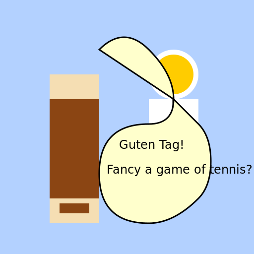 Lederhosen Man and Tennis Man having a chat - DrawGPT