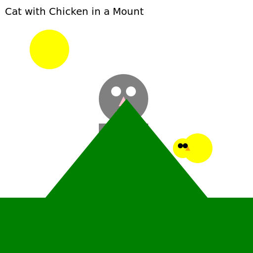 Cat with Chicken in a Mount - DrawGPT