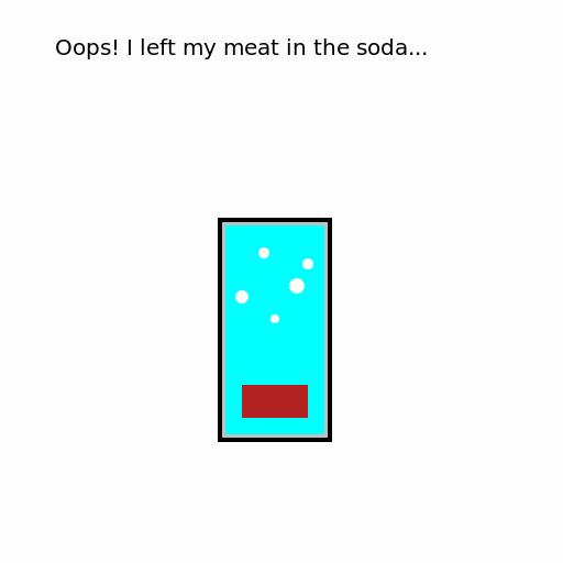 Cooked Meat Submerged in a Glass of Soda (After One Day) - DrawGPT