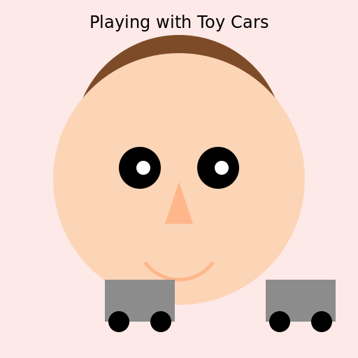 Sweet Toddler Boy Playing with Wooden Toy Cars - DrawGPT