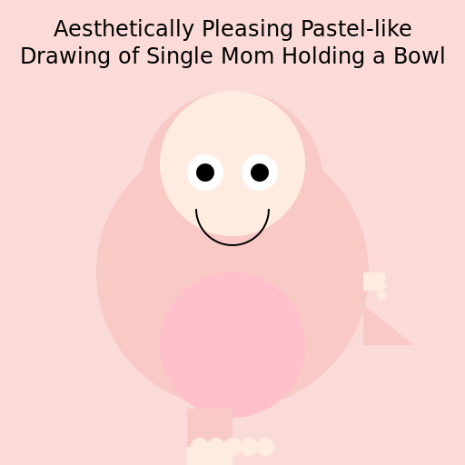 Aesthetically Pleasing Pastel-like Drawing of Single Mom Holding a Bowl - DrawGPT