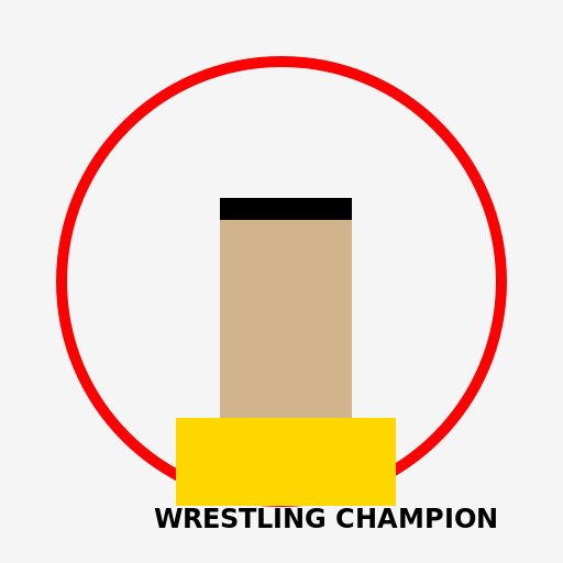 Black Haired, Tanned Male Wrestler with Championship Belt - DrawGPT