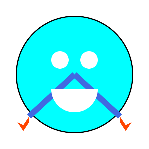 Flaming Blue Steel Ogre with Dual Pole Arms - DrawGPT