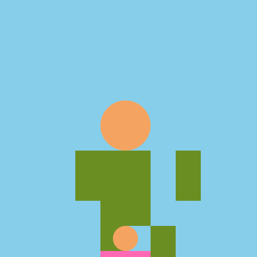 Muscular Man Carrying a Kid on His Right Foot - DrawGPT