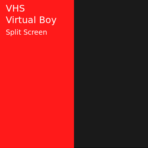 VHS footage of Virtual Boy split screen with the left screen is red and right screen is black and white - DrawGPT