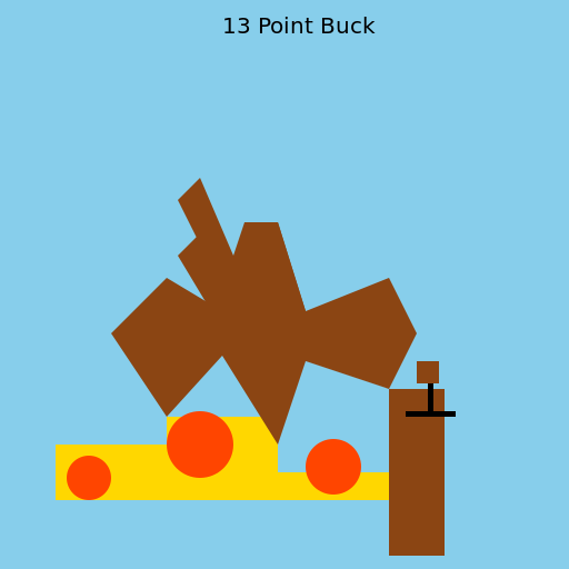 A 13 Point Buck with a Deer Hunter in a Stand - DrawGPT