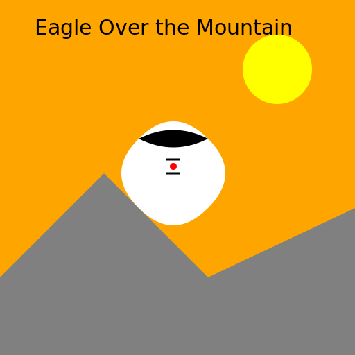 Eagle Over the Mountain with a Sunset in the Background - DrawGPT
