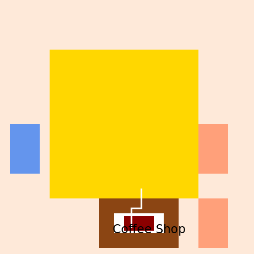 Coffee Shop in Front of College University, Near Company and Bus Stations - DrawGPT