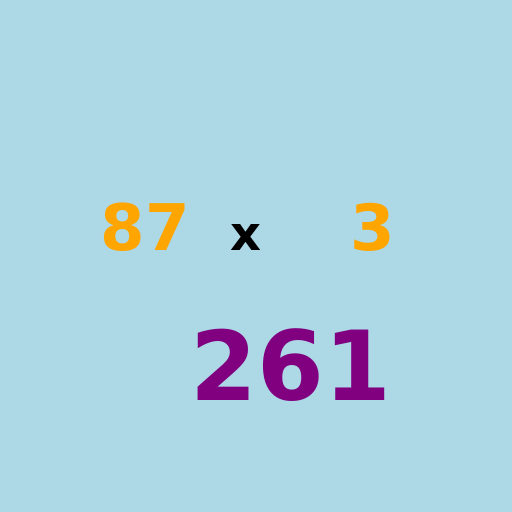 Multiplying 87 by 3 - DrawGPT