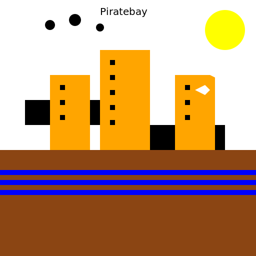 Piratebay ships along the cliffside as buildings - DrawGPT