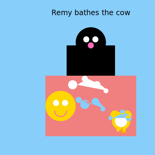 Remy bathes the cow - DrawGPT