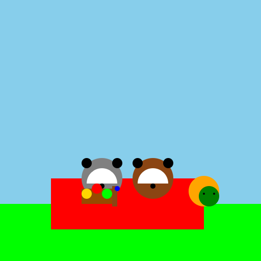 Picnic with a Raccoon, a Bear, and a Large Snail - DrawGPT