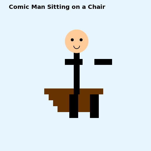 Comic Man Sitting on a Chair - DrawGPT