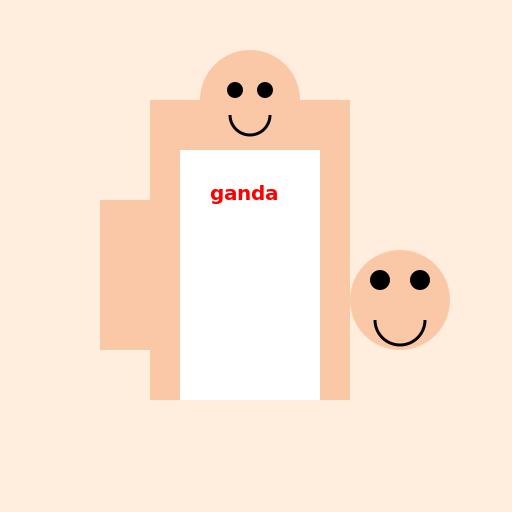 Person holding a dictionary with the word 'ganda' missing and looking at another person who is smiling - DrawGPT