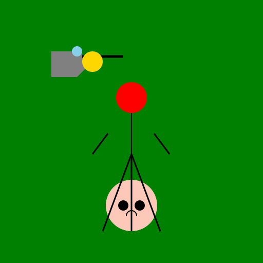 Young Girl Holding a Balloon in the Woods with a Helicopter Flying Over - DrawGPT