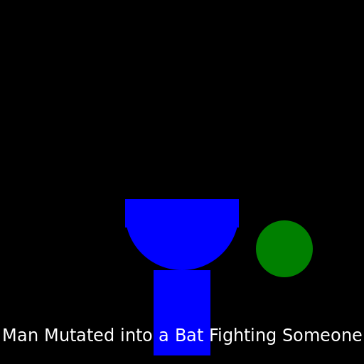 Man Mutated into a Bat Fighting Someone - DrawGPT
