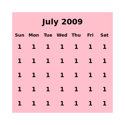 SSP Calendar July 2009 - DrawGPT