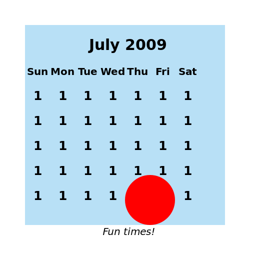 SSP Real Calendar July 2009 - DrawGPT