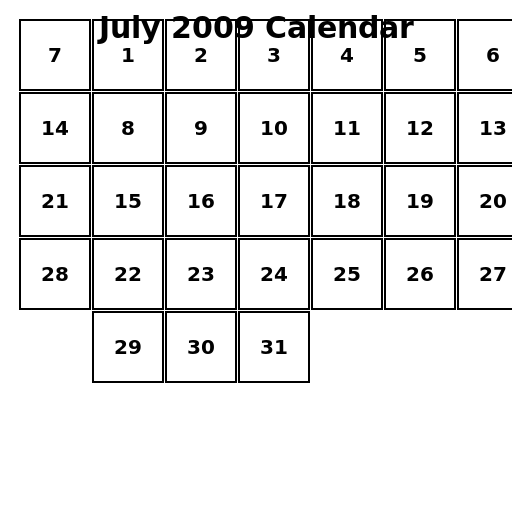 SSP real calendar July 2009 - DrawGPT