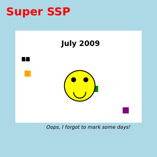 Super SSP Calendar July 2009 1-31 - DrawGPT