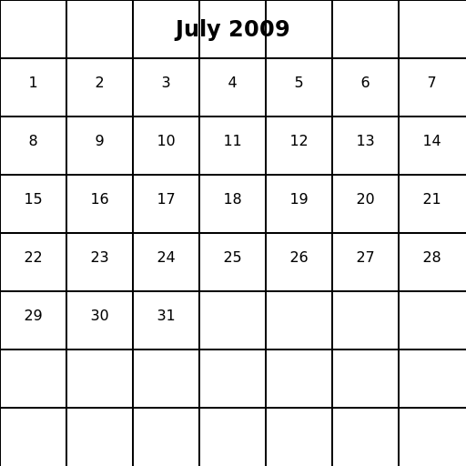 Super SSP Calendar July 2009 - DrawGPT