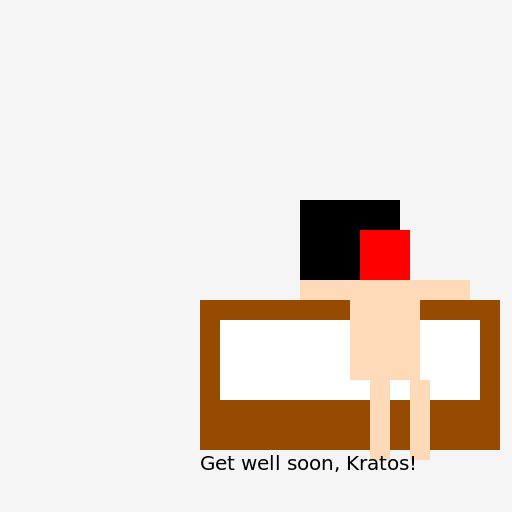 Grown Atreus visiting his sick father Kratos while he’s laying on his bed - DrawGPT