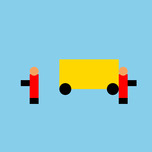 Men running beside a bus - DrawGPT