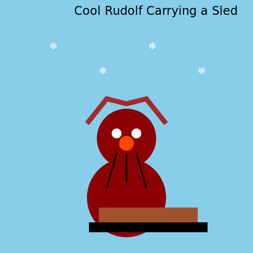 Cool Rudolf Carrying a Sled - DrawGPT