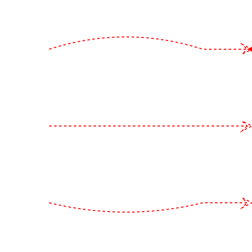 Three curved lines with an arrow at the right end - DrawGPT