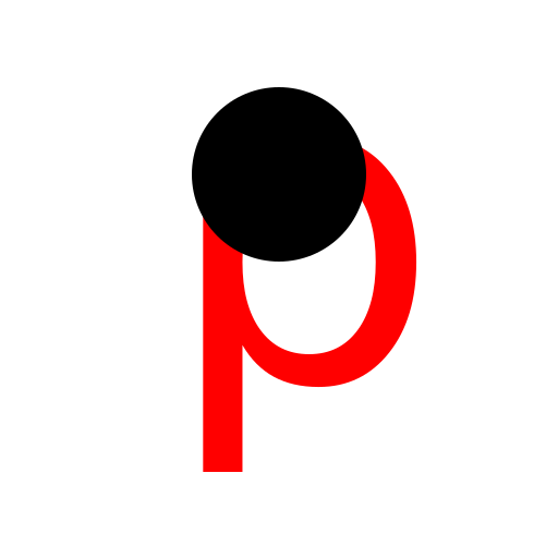 Red lowercase letter p with a black circle in the top - DrawGPT