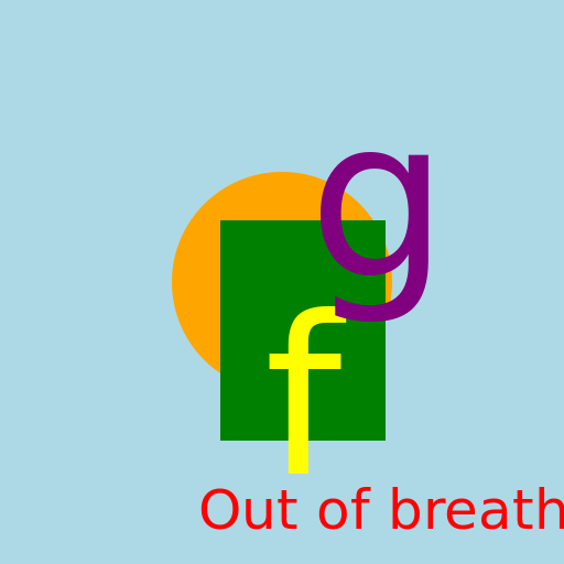 Slipped Toe Orange lowercase e, Patched Up Green lowercase f, Purple lowercase g Out of Breath - DrawGPT