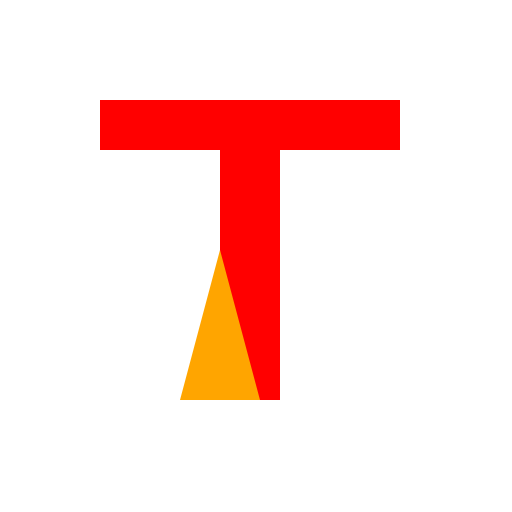 Red lowercase letter T with orange tooth - DrawGPT