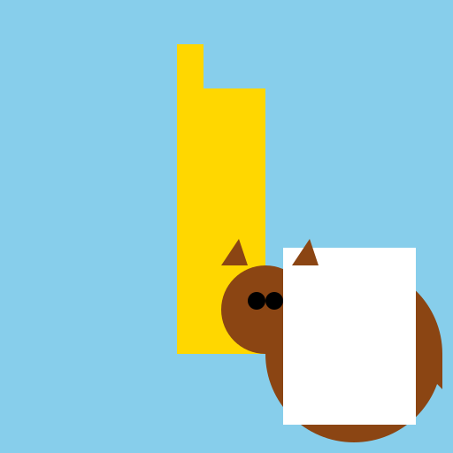 Large Dog Reading Newspaper to Giraffe - DrawGPT