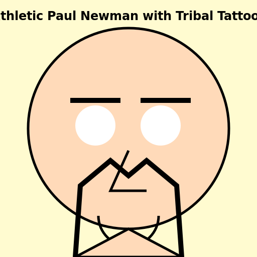 Athletic Build Paul Newman with Tribal Tattoos - DrawGPT