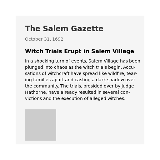 The Crucible Newspaper Clip from Salem - DrawGPT