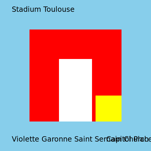 Stadium Toulouse with Violette Garonne Saint Sernain Church and Capitol Place - DrawGPT